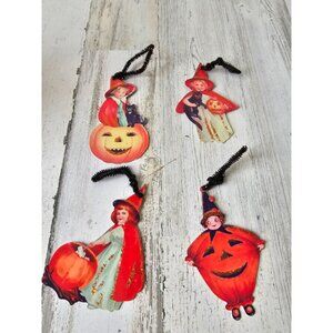 Ohio vintage Halloween witch pumpkin glitter ornament decor cat Bethany low styl